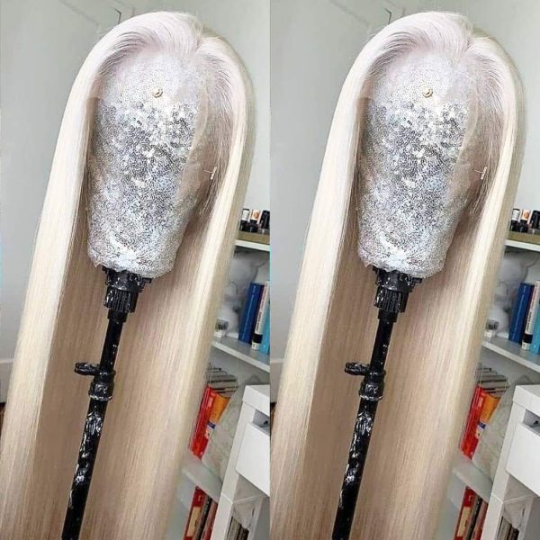 Hair 13×6 Inch Deep Part Lace Platinum Blonde Lace Front Synthetic Wigs Long Straight Heat Resistant Hair Pre Plucked Wig with Baby Hair Bleached Knots for Women 26 Inch